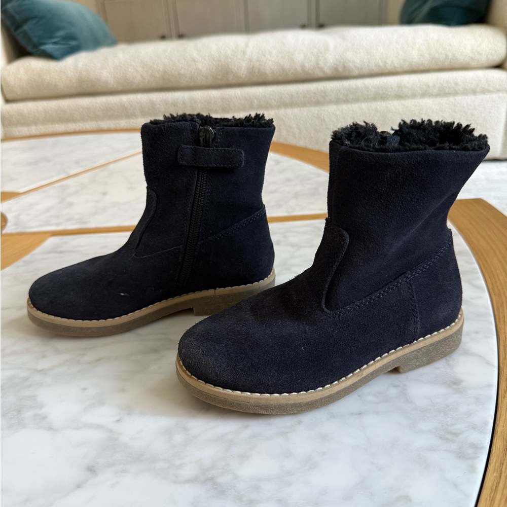 Little Eric Navy Suede Fur-Lined Ankle Boots (size 27) - Picture 3 of 6